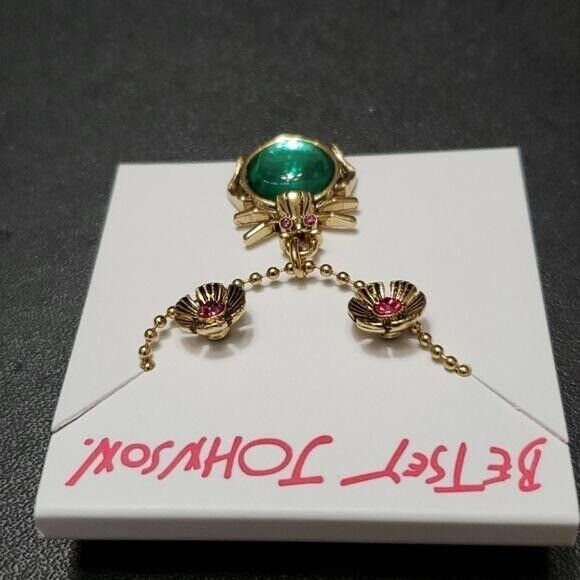 Betsey Johnson gold tone necklace & earring set - Picture 3 of 9